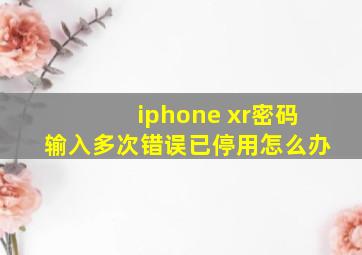 iphone xr密码输入多次错误已停用怎么办